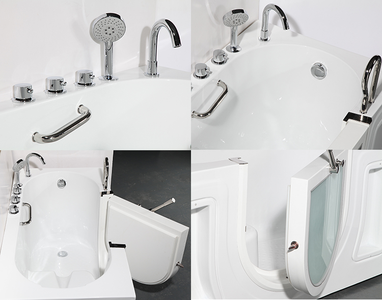 Walk In Shower Bath,Solid Surface Lay Down Soaking Walk in Tub