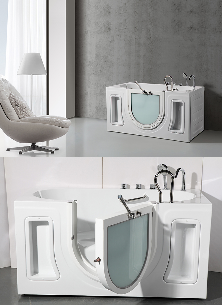 Walk In Shower Bath,Solid Surface Lay Down Soaking Walk in Tub