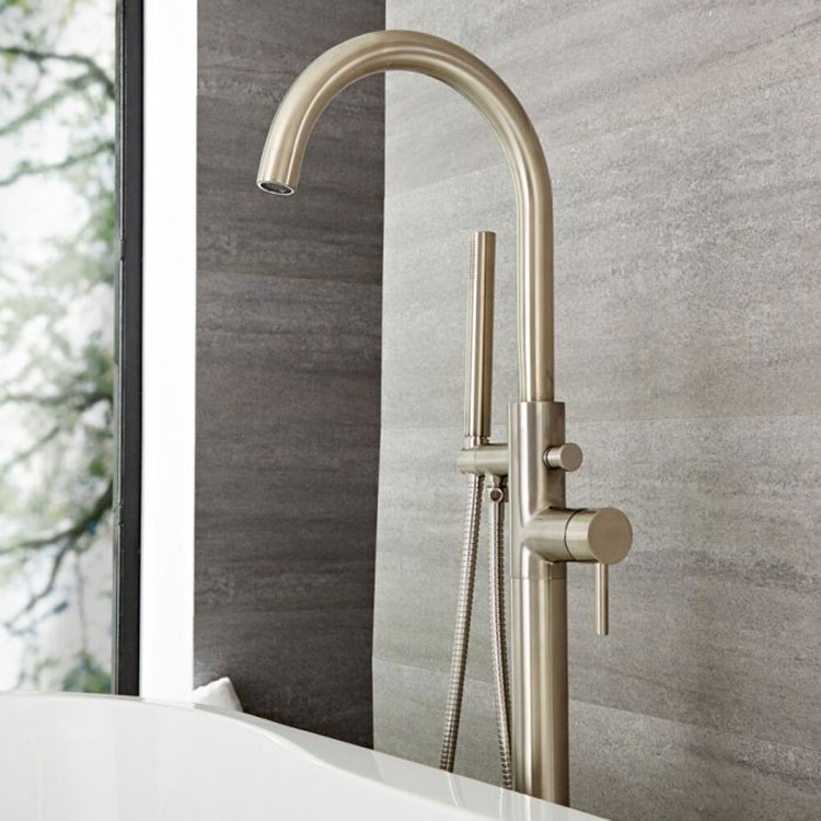 brushed nickel freestanding tub faucet