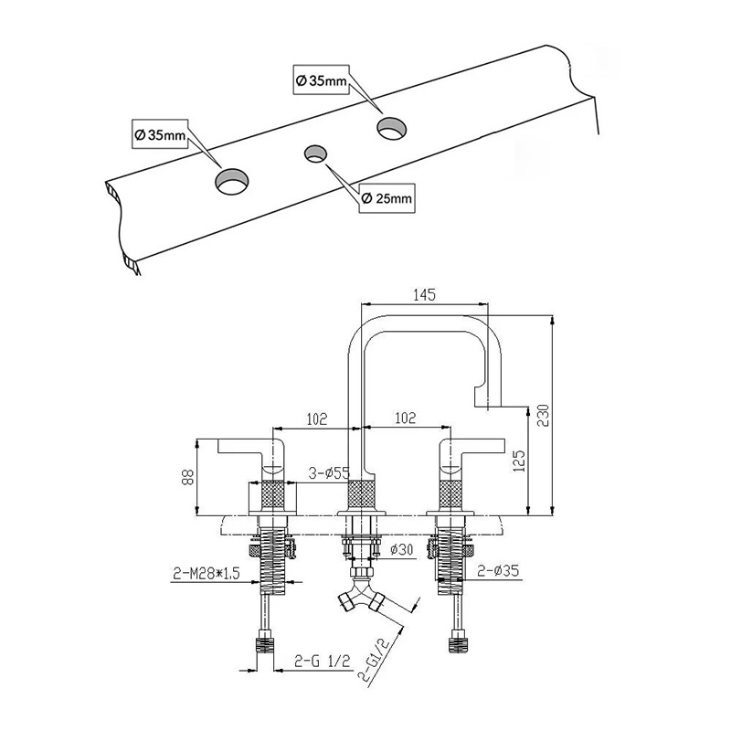 2 Handle Bath Faucet