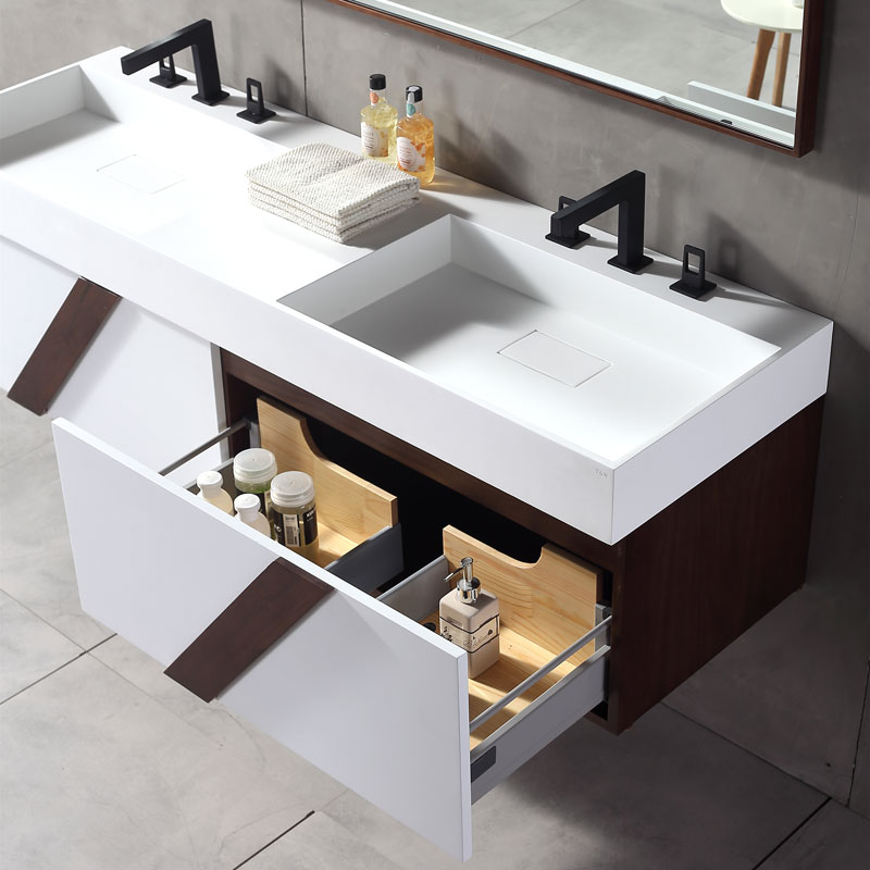 Double Vanity and Sink Consoles,White Bathroom Vanity, 60" 