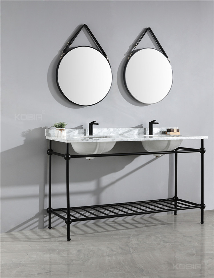 double sink wash stand with mirrors