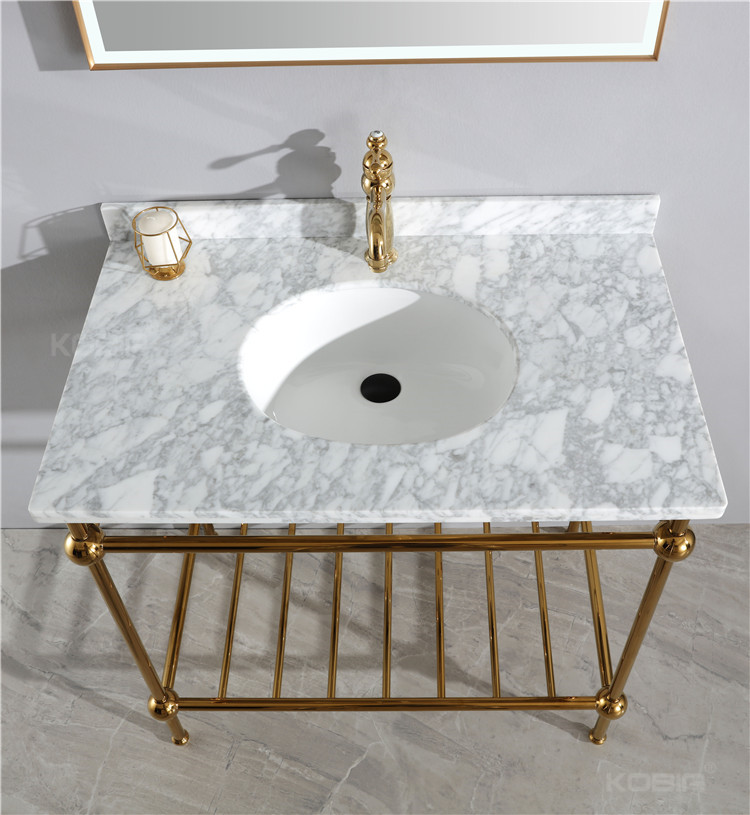 Gold Washstand with Single Wash Basin