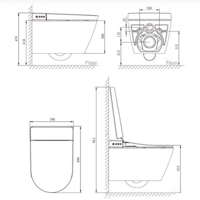 wall mounted smart toilet