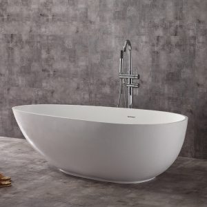 Free Standing Bath Tubs,67” Stone Resin Soaking Bathtubs,Matte White K04