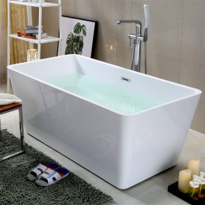 Bathing Tub, 67 Inch Acrylic Soaking Tub with Overflow C6518