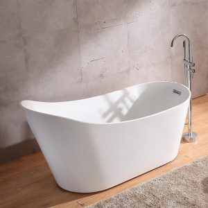 60″ Acrylic Slipper Freestanding Tub With Integral Drain,White  CT-1855