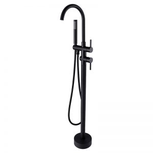 Floor Mount Tub Faucet Bathroom Black Freestanding Tub Filler Customized Logo K04-5012B