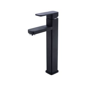 High end square black tall basin faucet contemporary single hole mixer
