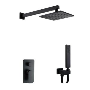 Brass Conceal Shower Mixer Two Function Black Shower Set
