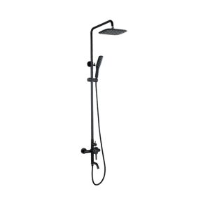 Matt Black Rainfall Exposed Shower System Wall Mounted Shower Set