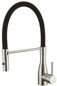 Turn-around single hole kitchen faucet chrome pull-down sink tap