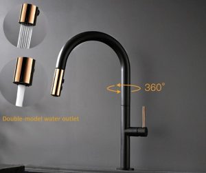 Sensor Single Hole Kitchen Faucet black  360 Degree black mixer