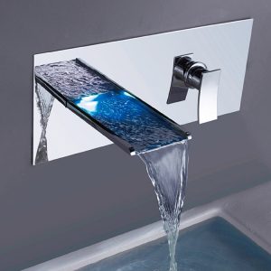 LED Waterfall Basin Mixer Faucet Manufacturer Contemporary Bathroom Sink Taps