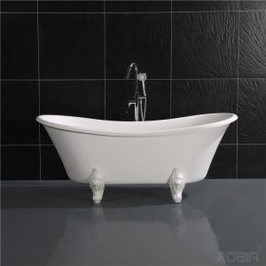 Solid Surface Soaking Bathtub for Sale White Matte Double Slipper Clawfoot Tub  k63