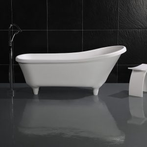 68” Solid Surface Slipper Bathtub Wholesale Soaking Freestanding Tub, Matte, White  k61