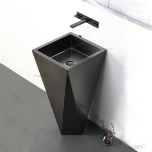 Bathroom Sink Stainless Steel Stand Art Diamond SUS304 Round Hotel Pedestal Wash Basin