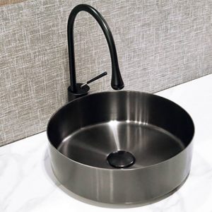 Round Stainless Steel Bathroom Sink Countertop Corner Sink Units Price  CS-008