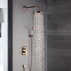 Shower Faucet Trim Kit Ceiling Rainfall Shower System Kit Rose Gold Shower Mixer  K05-2075