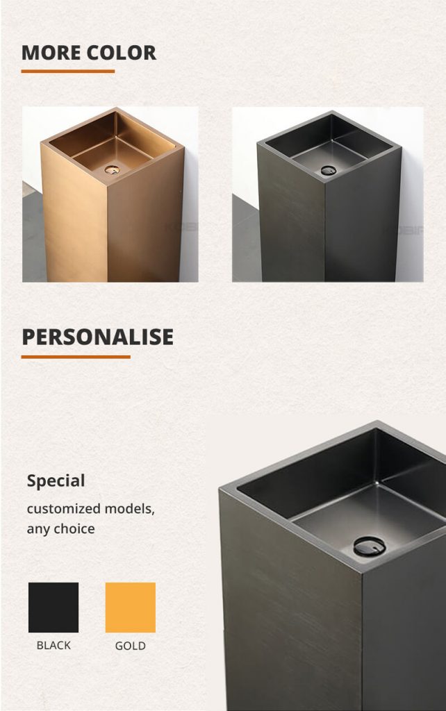 Nano Column Sink, Freestanding Stainless Steel Sink