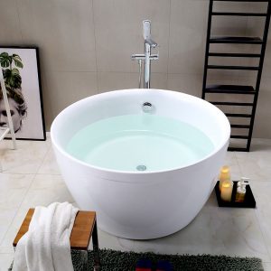 Round Soaking Tub Acrylic Freestanding Corner Japanese Soaking Bathtub Manufacturer  C6506