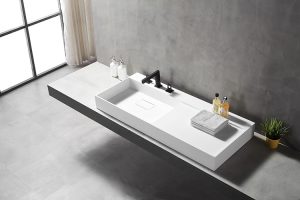 60 Inch Vanity Single Sink,Stone Resin Wall-mounted Sink