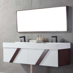 Double Vanity and Sink Consoles,White Bathroom Vanity, 60″