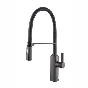Single Handle Kitchen Faucet Commercial Spring Gun Balck Kitchen Sink Faucet with Pull Out Sprayer