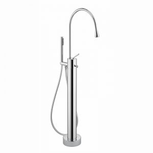 Bathtub Faucet Chrome Freestanding Tub Filler Floor Mounted Faucets with Handheld Shower