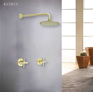 Conceal Shower Dual-function Gold Rainfall Shower System for Hotel and Household