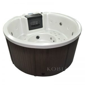 Outdoor Jacuzzi Hot Tub 1.8m Round Bathtub Hotel Led Jet Massage 5 Person Outdoor Wooden Bathtub KG1-7302A