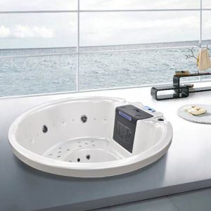 Outdoor Jacuzzi Hot Tub 1.8m Round Bathtub Hotel Led Jet Massage 5 Person Outdoor Wooden Bathtub KG1-7302A