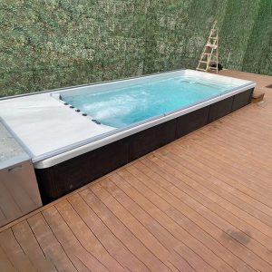 Pool Hot Tub Combo Above Ground 11 Meters Jets Massage Large Endless Swimming Pool Spa Combo KS-30